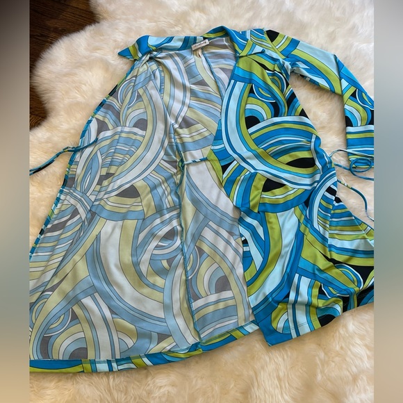 Vintage 90s Moanora Pucci-esque DeeLite DeeGroovy print wrap dress - Picture 4 of 10